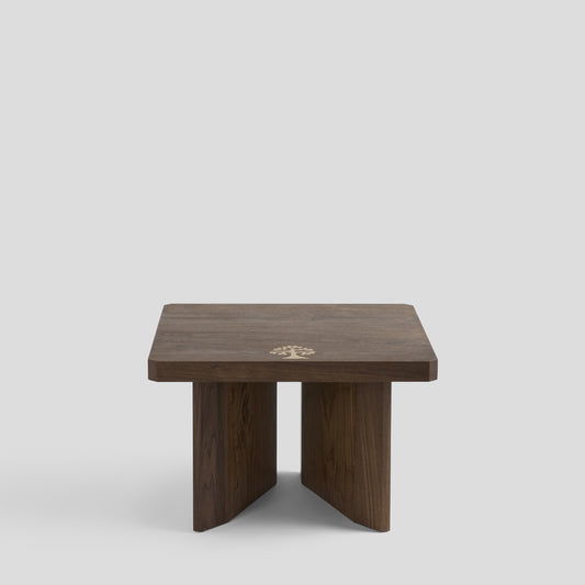 The Cowrie Sofa Side Table in Walnut