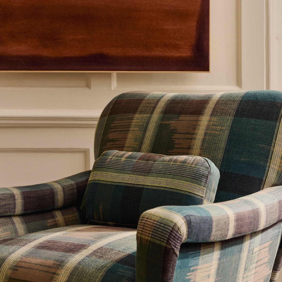 The Small Rounded Box Cushion In Paloma Teal