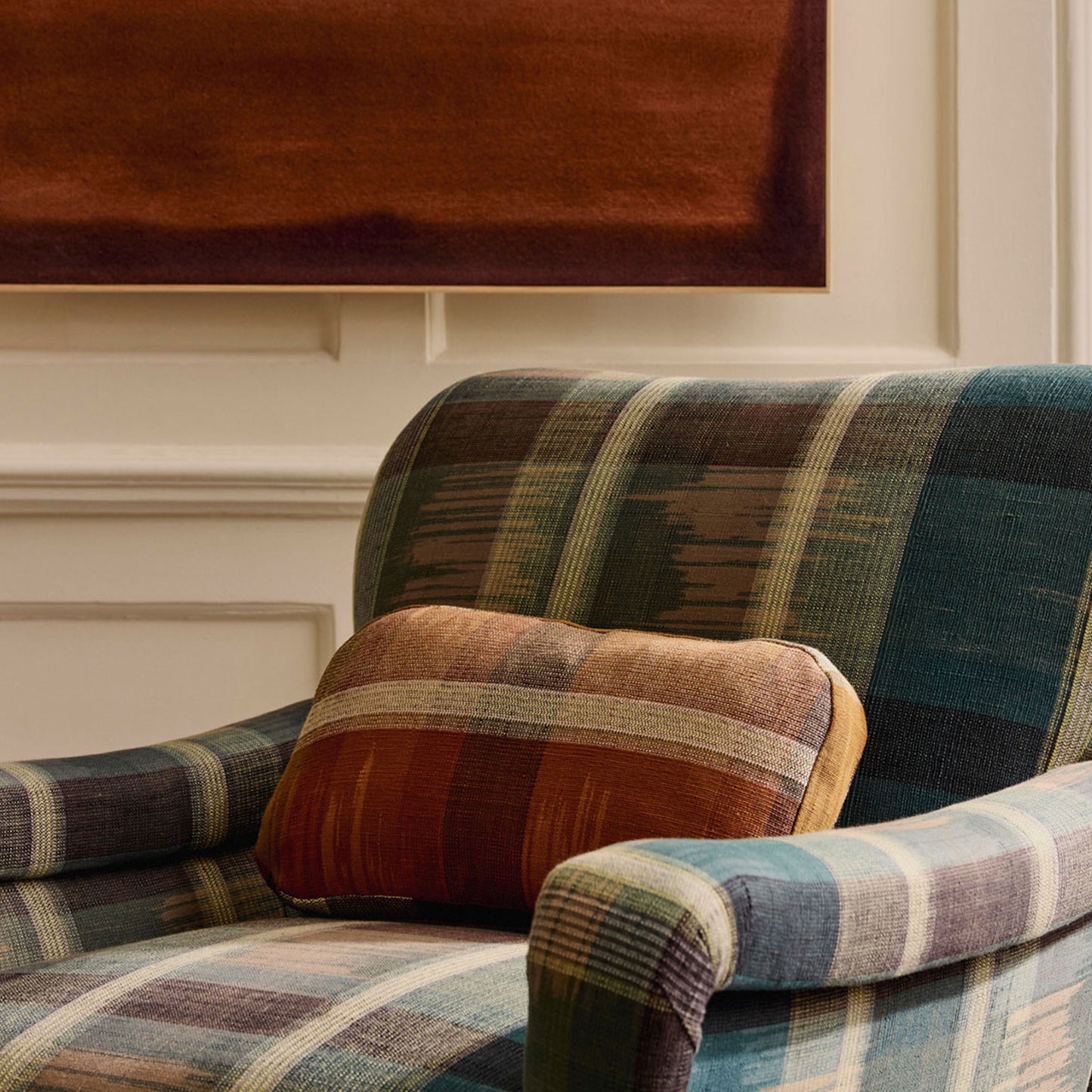 The Small Rounded Box Cushion In Paloma Chestnut